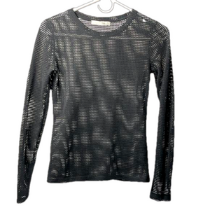 Aritizia Wilfred Free Kristin BLACK Mesh Long Sleeve T Shirt Top Sz XS